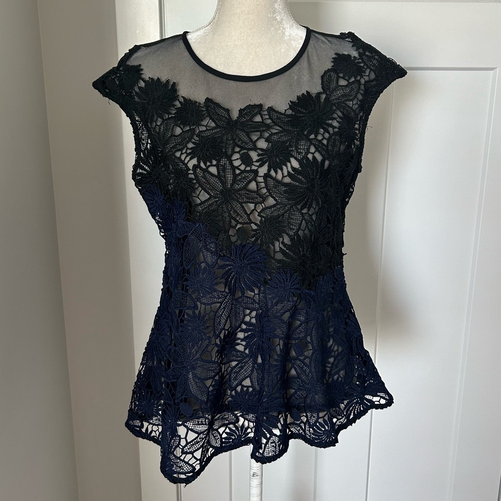 Anthropologie Deletta Sheer Floral Lace Top - Picture 1 of 10